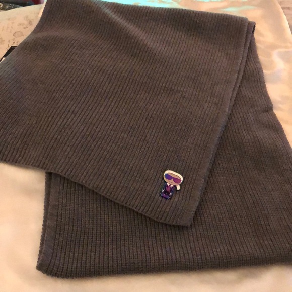 Karl Lagerfeld Heather Granite Long Ribbed Scarf Rainbow Enamel Karl OS NWT - Picture 9 of 16